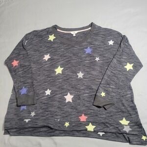 Secret Treasures Women's Long Sleeve Top Gray Embroidered Stars Size 3XL